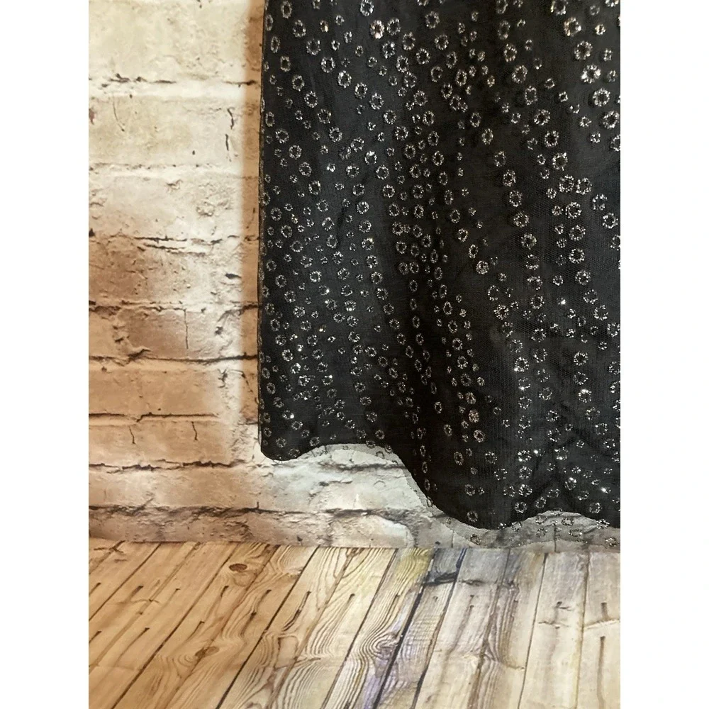 Vintage Y2K BCX Dress 9 Black‎ Glitter Embellished Fit Flare Cocktail Party Mesh